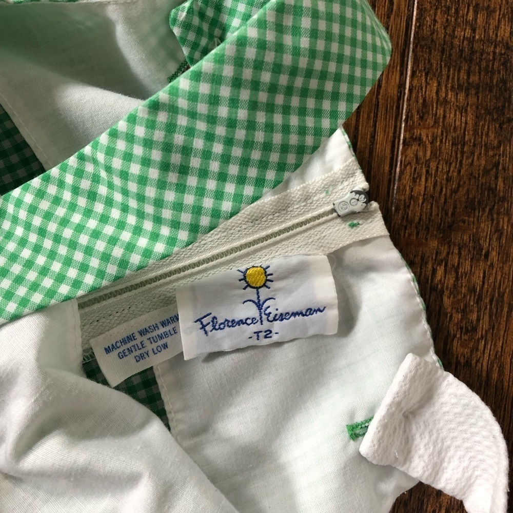 Vintage Florence Eiseman Girls 2T Cherries Sweater w/Green/White Gingham Jumper - Picture 12 of 16